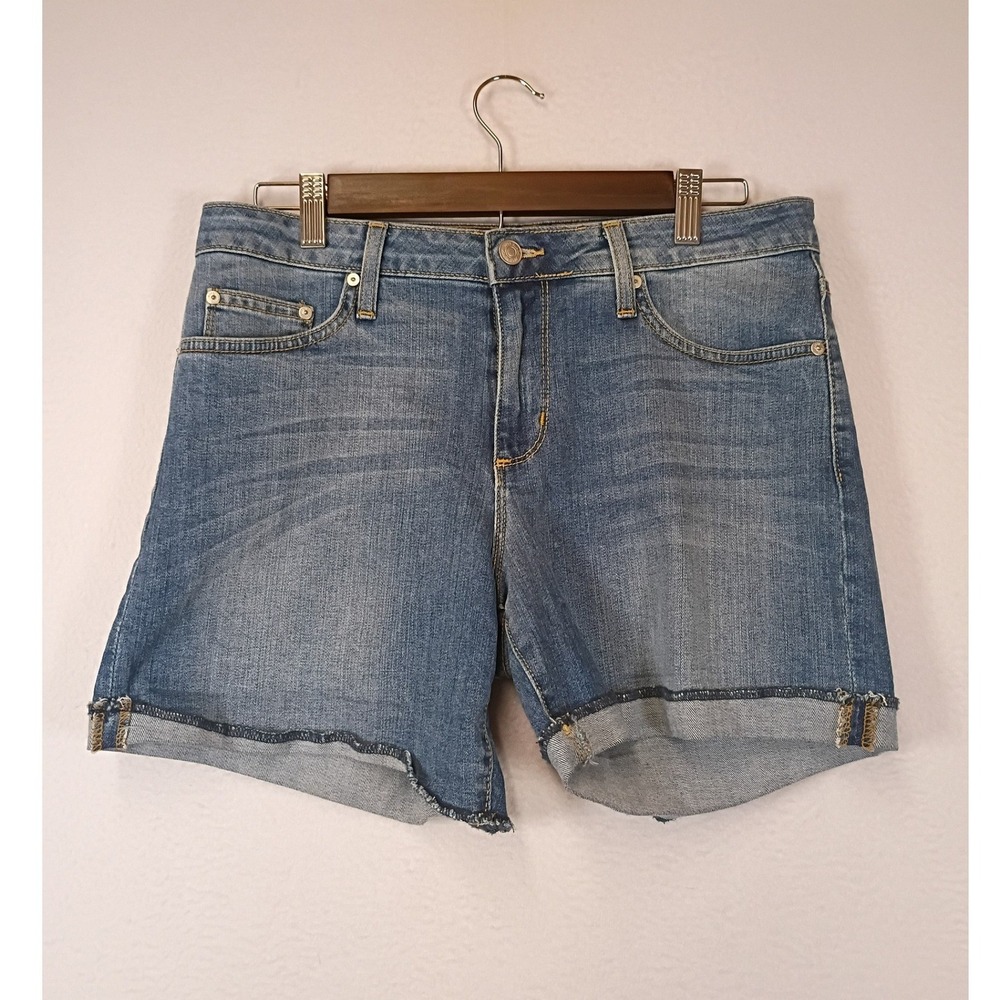 Classic Summer Just Black Womens 28 Blue Denim‎ Cuffed Raw Hem Shorts SF33H